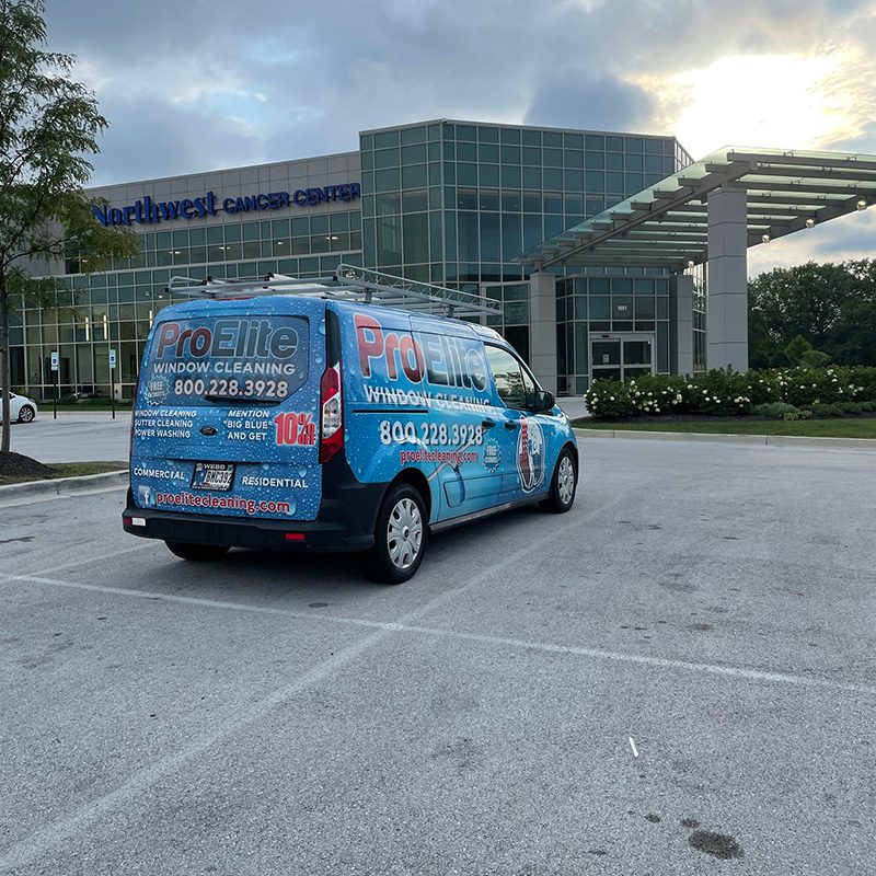 ProElite van parked in front of Northwest Cancer Center